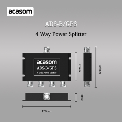 4 Way Power Splitter para señales ADS-B y GPS 800-2150MHz N Conector femenino de baja inserción