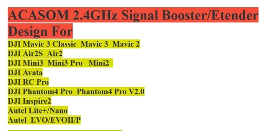Extensor de señal RF de 2400 MHz para drones Dji FPV EVO de alta eficiencia